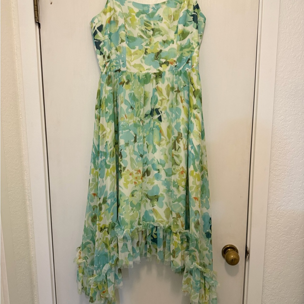 Dress the Population Dress in Green and Blue Floral